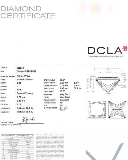 Princess Cut Diamond 0.26ct I VS1