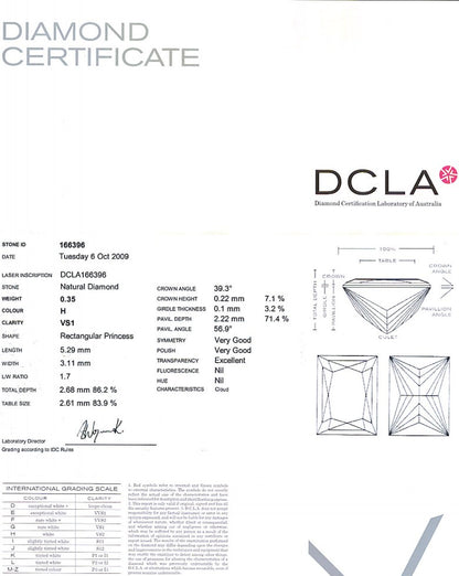 Baguillion Cut Diamond 0.35ct H VS1