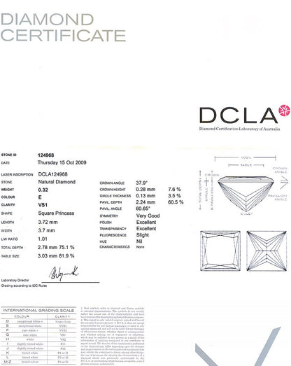 Princess Cut Diamond 0.32ct E VS1