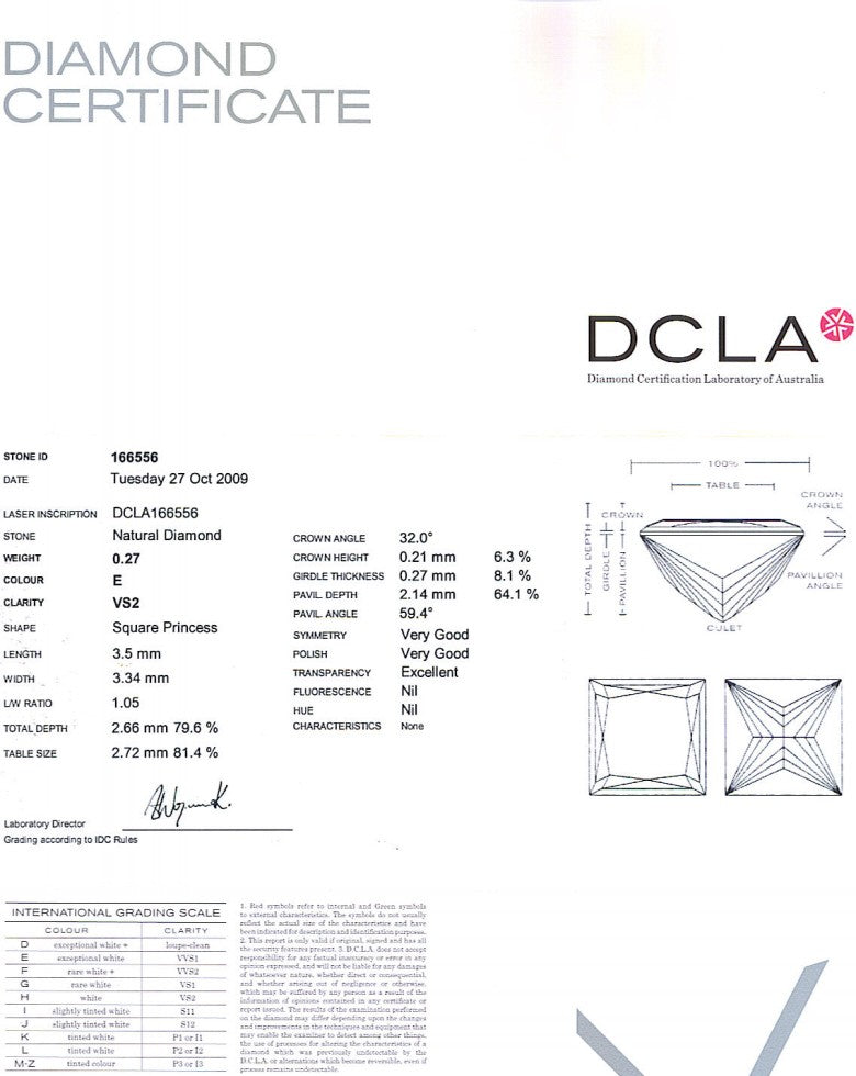 Princess Cut Diamond 0.27ct E VS2