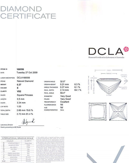 Princess Cut Diamond 0.27ct E VS2