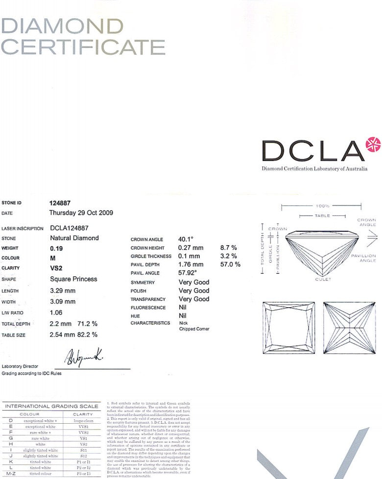 Princess Cut Diamond 0.19ct M VS2