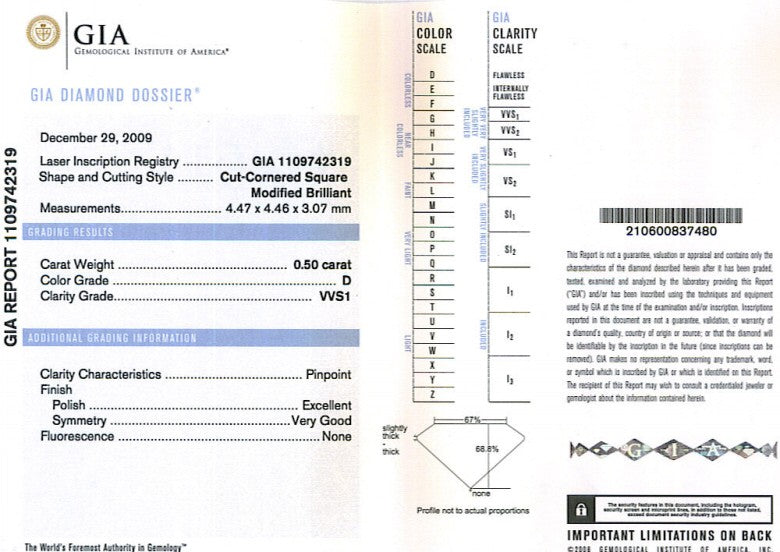 GIA Radiant Cut Diamonds 0.50ct D VVS1