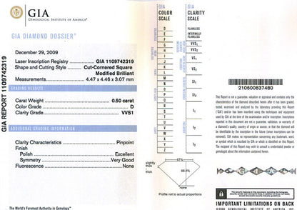 GIA Radiant Cut Diamonds 0.50ct D VVS1