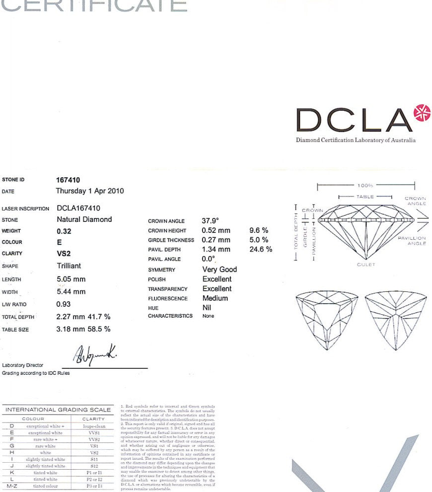 Trilliant Cut Diamond 0.32ct E VS2