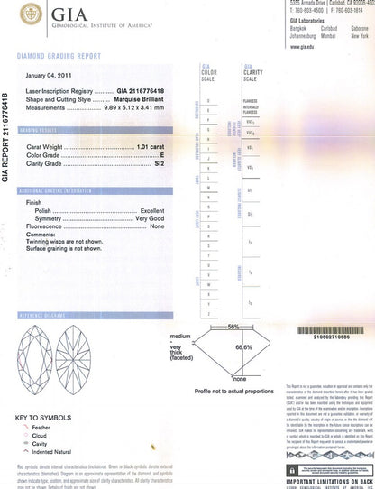 Marquise Cut Diamond 1.01ct E SI2