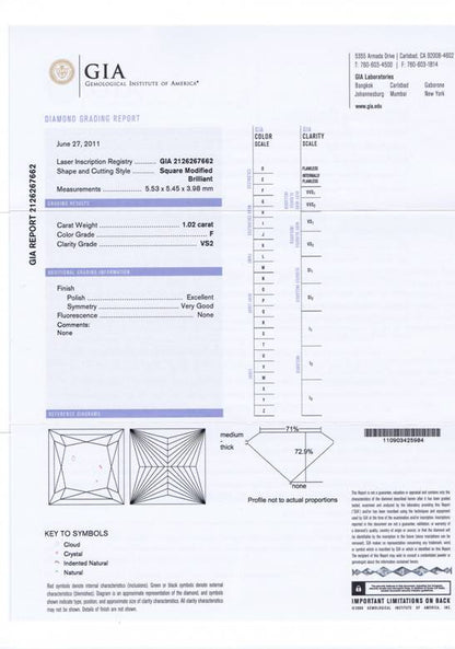 Princess Cut Diamond 1.02ct F VS2