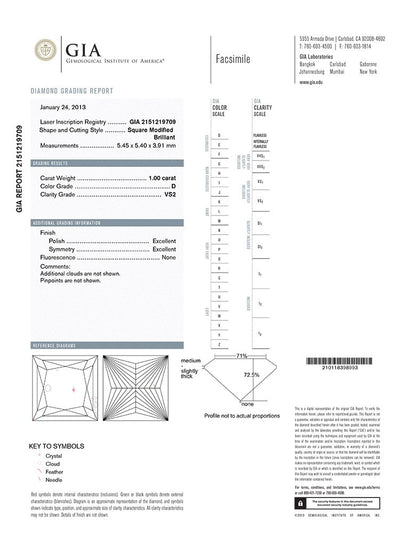 Princess Cut Diamond 1.00ct D VS2