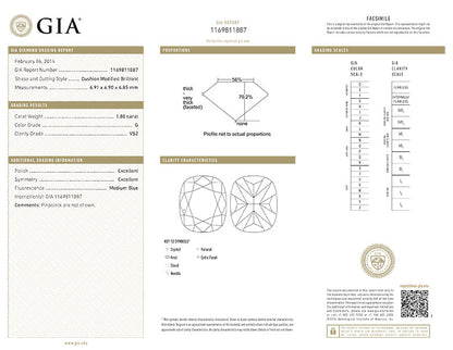 Cushion Cut Diamond 1.80ct G VS2