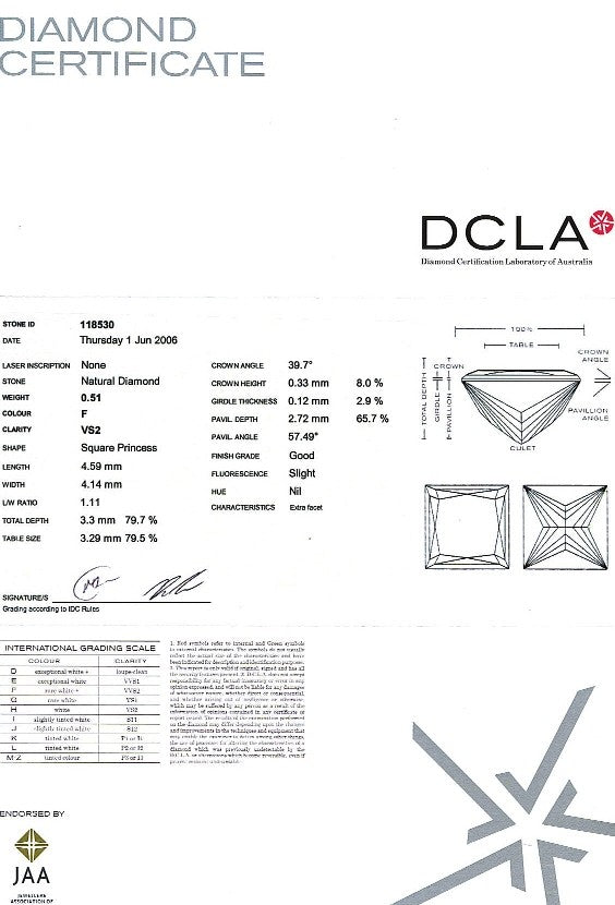 Princess Cut Diamond A 125A 0.51ct