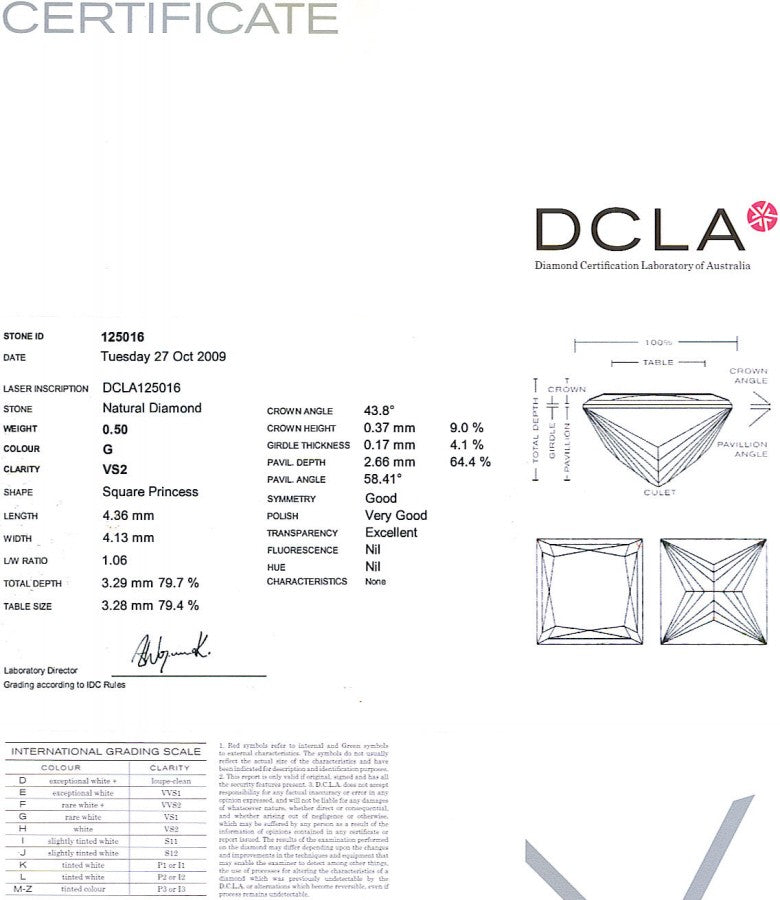 Princess Cut Diamond 0.50ct G VS2