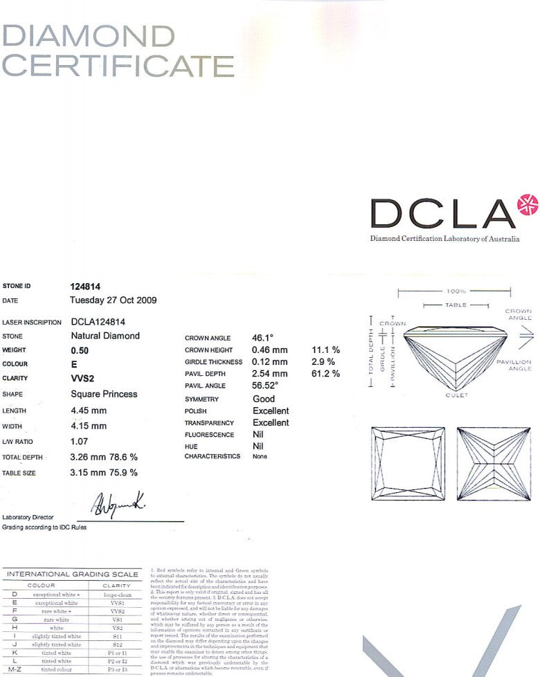 Princess Cut Diamond 0.50ct E VVS2