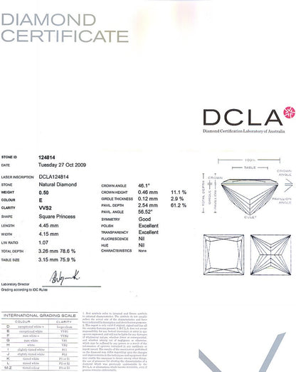 Princess Cut Diamond 0.50ct E VVS2