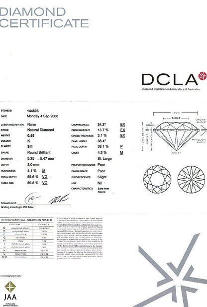 Round Brilliant Cut Diamond 0.55ct K SI1