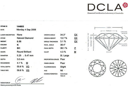 Round Brilliant Cut Diamond 0.55ct K SI1