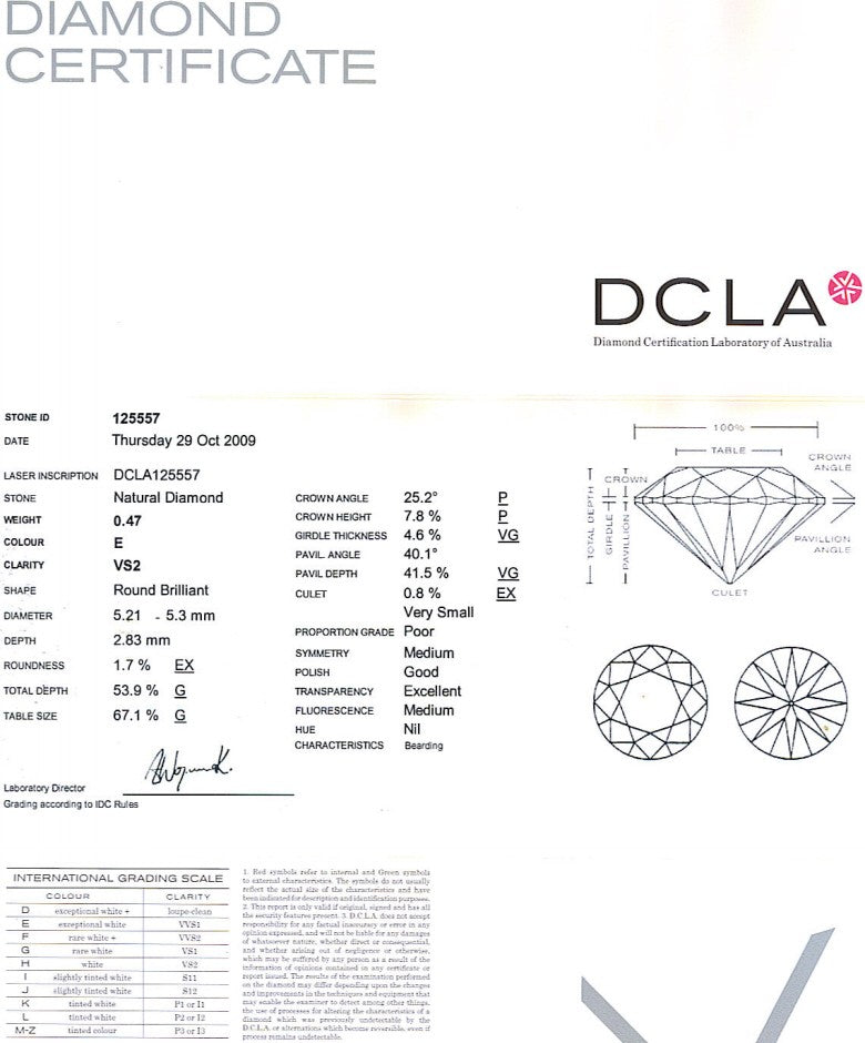 Round Brilliant Cut Diamond 0.47ct E VS2