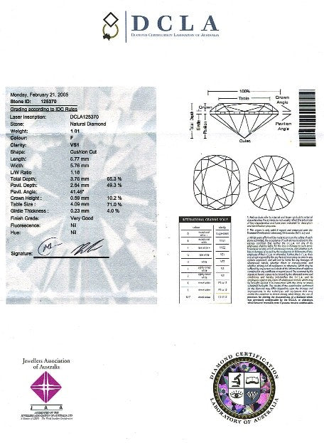 Cushion Cut Diamond FS 042 1.01ct