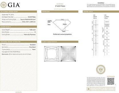 Princess Cut Diamond 1.00ct D IF
