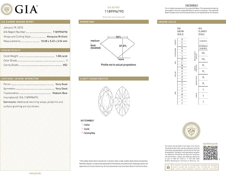 Marquise Cut Diamond 1.08ct I VS2