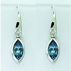 18ct white gold marquise-cut aquamarine and diamond drop earrings
