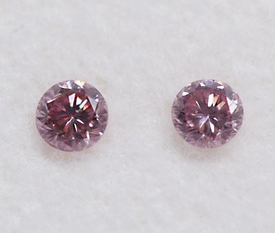 Argyle Round Brilliant Cut Diamond Pair Fancy Pink 0.10ctw