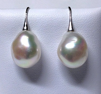 Sterling silver freshwater baroque pearl drop earrings