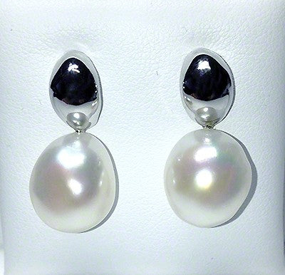 Sterling silver freshwater baroque pearl earrings